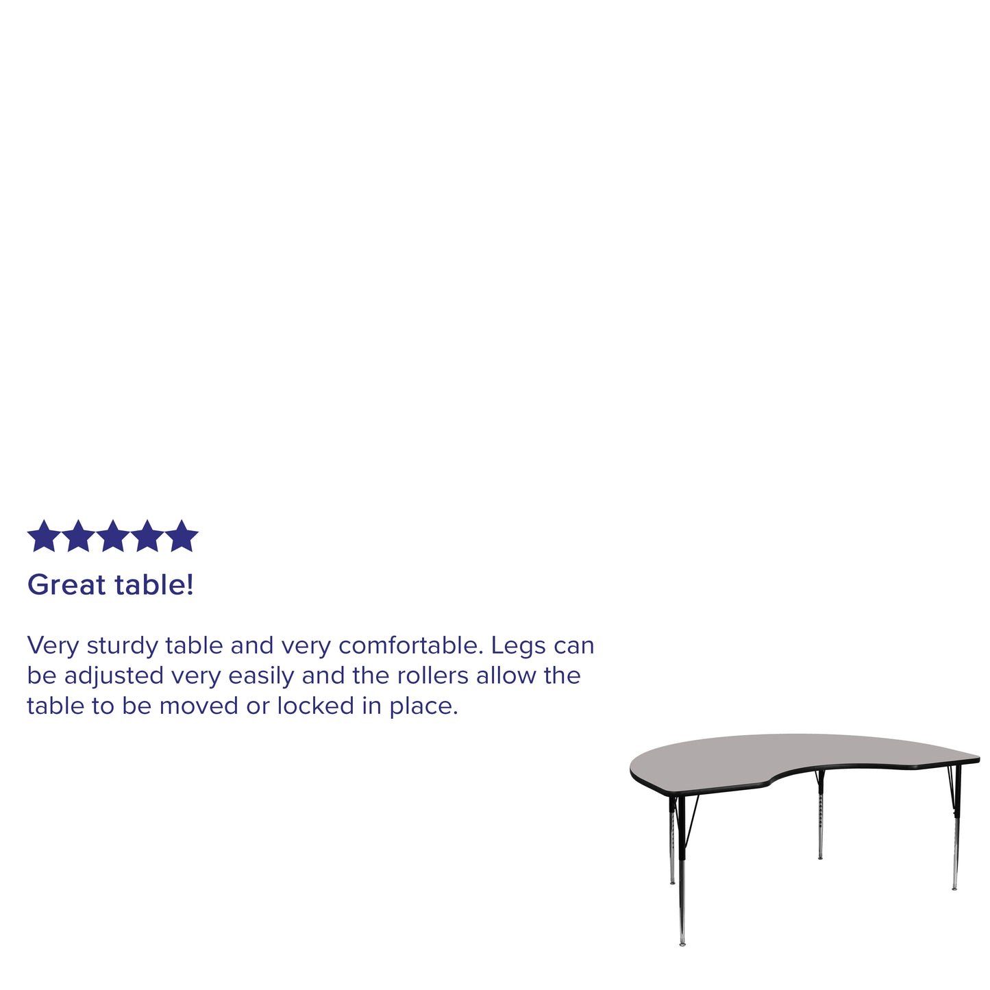 Wren 48''W x 72''L Kidney Grey HP Laminate Activity Table - Standard Height Adjustable Legs Gray