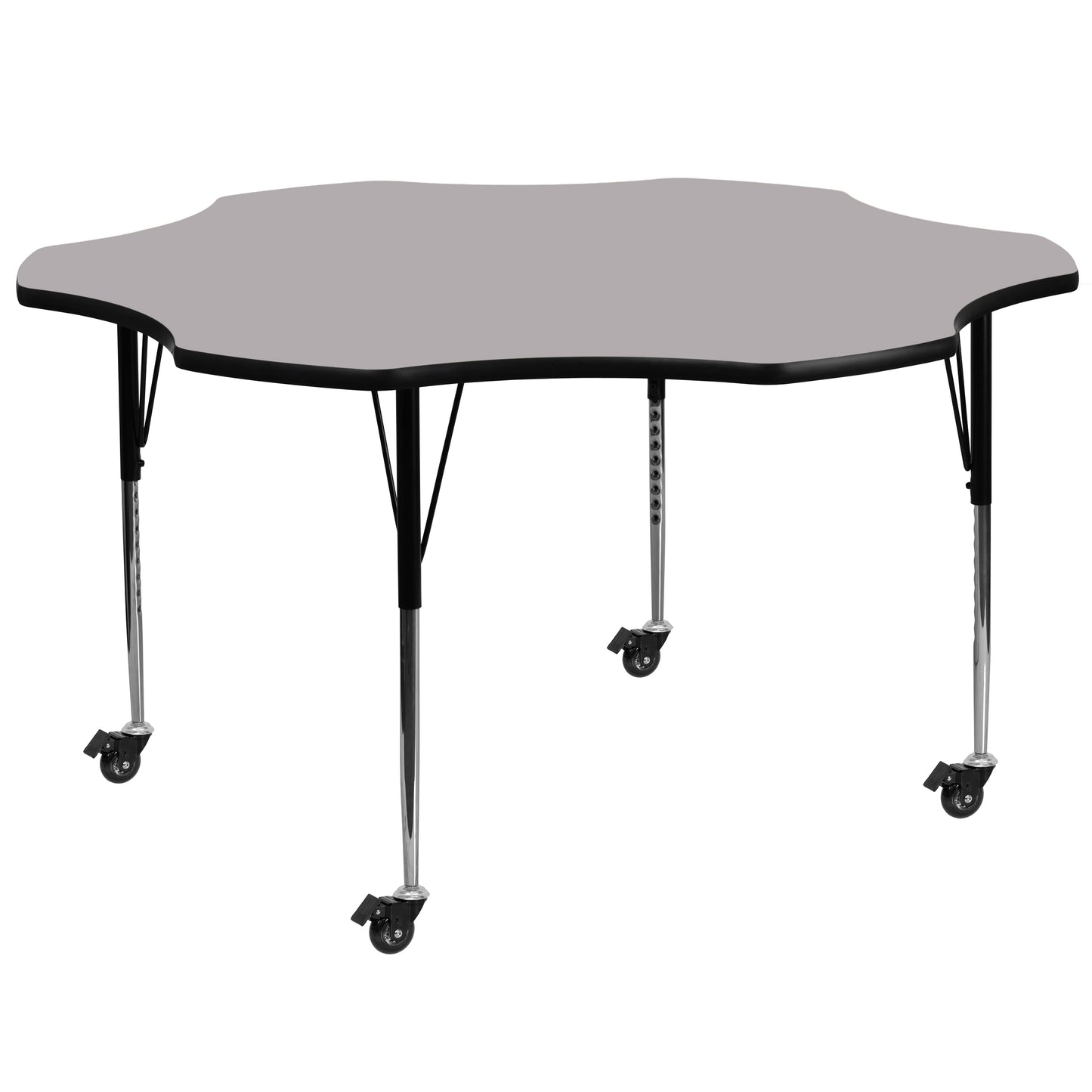 Wren Mobile 60'' Flower Grey Thermal Laminate Activity Table - Standard Height Adjustable Legs Gray