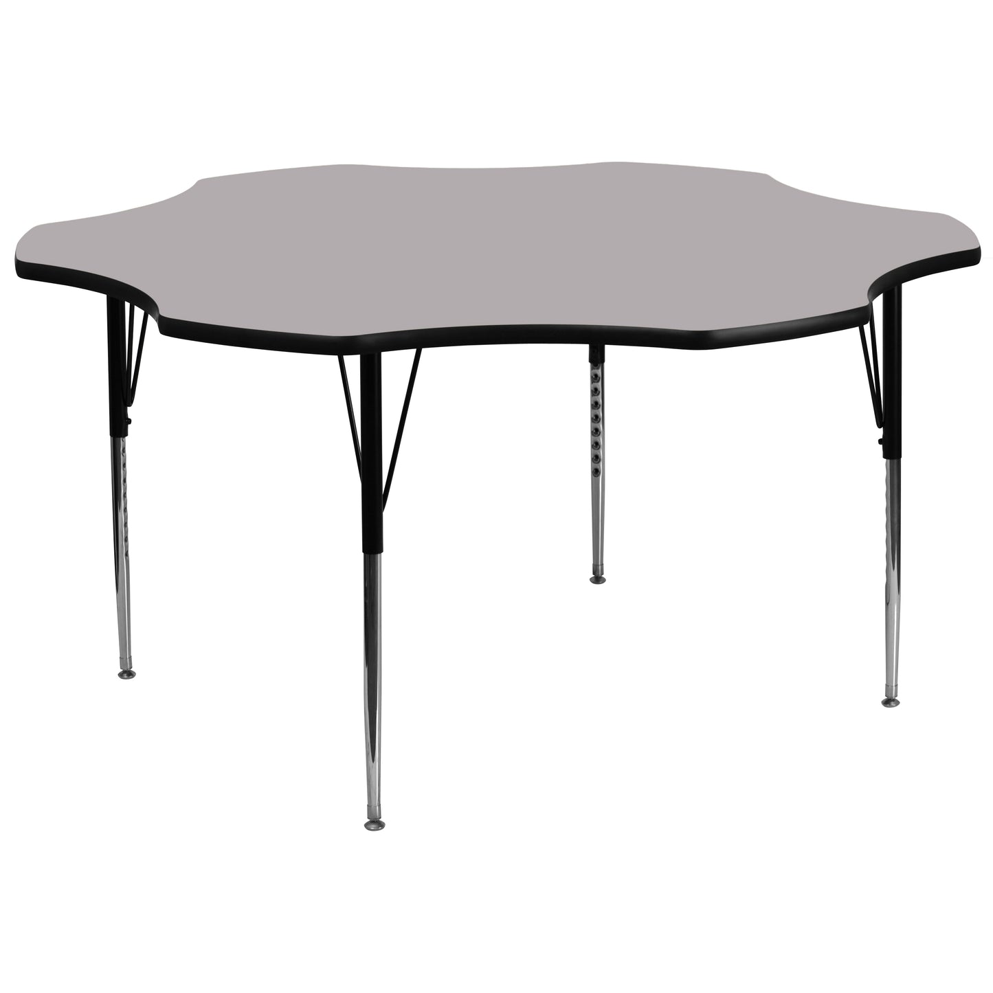 Wren 60'' Flower Grey Thermal Laminate Activity Table - Standard Height Adjustable Legs Gray