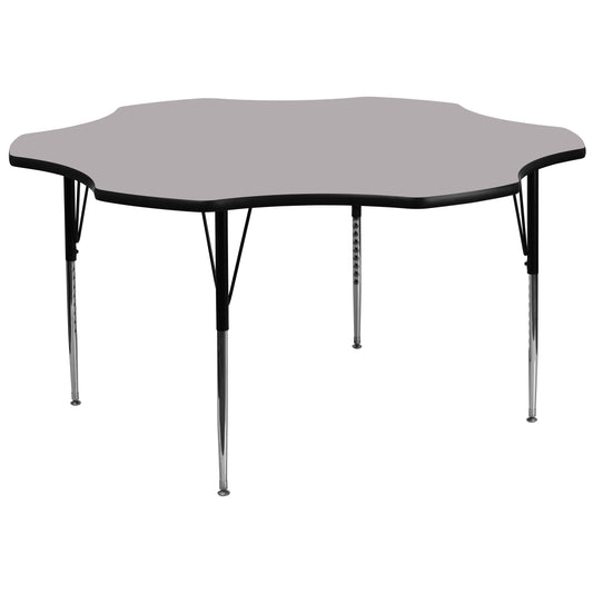 Wren 60'' Flower Grey Thermal Laminate Activity Table - Standard Height Adjustable Legs Gray XU-A60-FLR-GY-T-A-GG