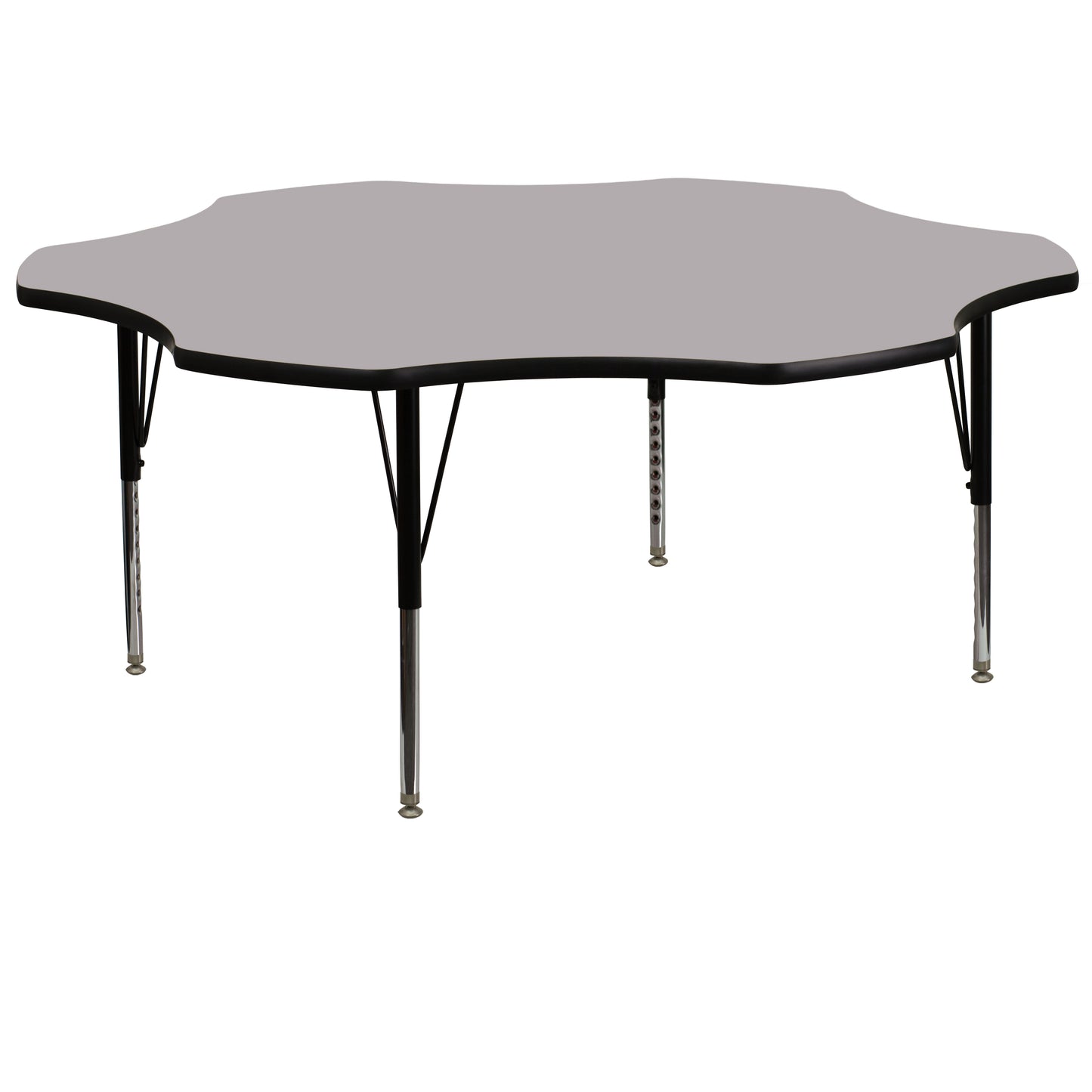 Wren 60'' Flower Grey Thermal Laminate Activity Table - Height Adjustable Short Legs Gray