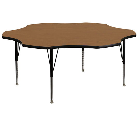Wren 60'' Flower Oak Thermal Laminate Activity Table - Height Adjustable Short Legs Oak XU-A60-FLR-OAK-T-P-GG