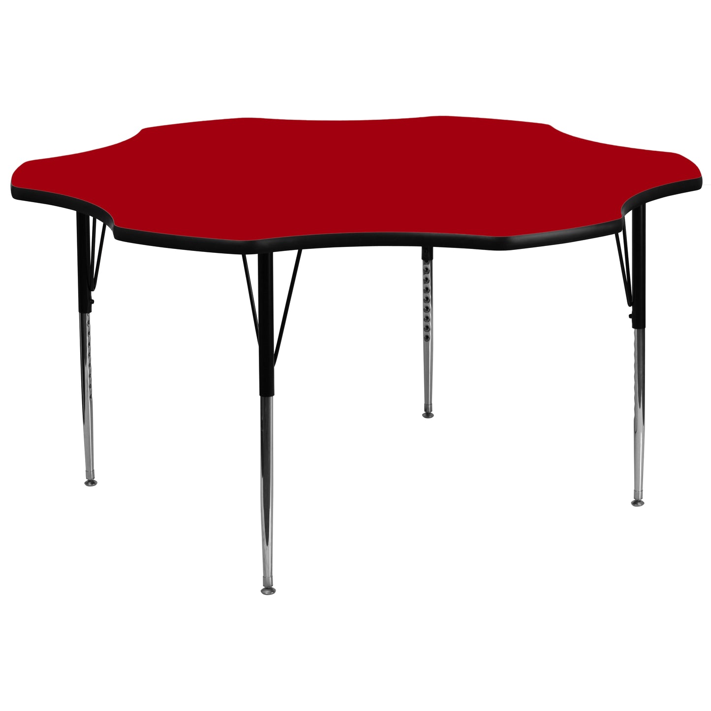 Wren 60'' Flower Red Thermal Laminate Activity Table - Standard Height Adjustable Legs Red XU-A60-FLR-RED-T-A-GG