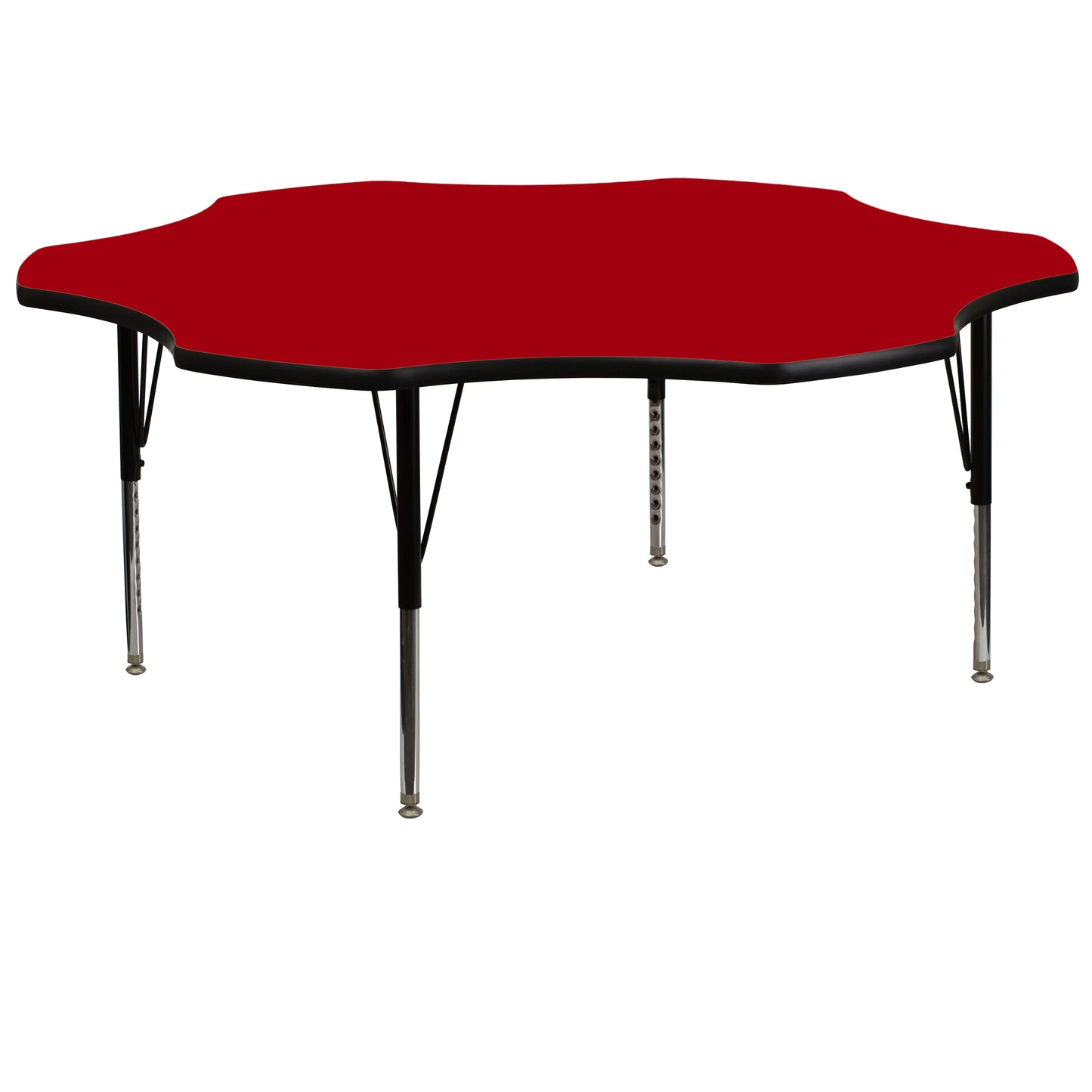 Wren 60'' Flower Red Thermal Laminate Activity Table - Height Adjustable Short Legs Red XU-A60-FLR-RED-T-P-GG