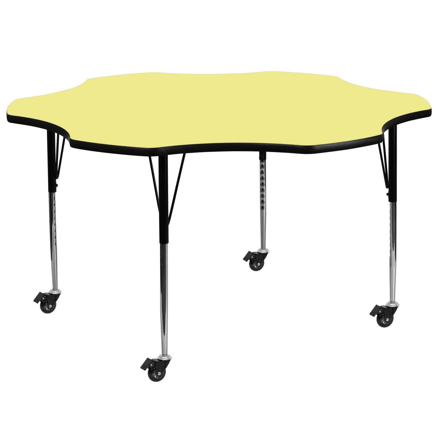 Wren Mobile 60'' Flower Yellow Thermal Laminate Activity Table - Standard Height Adjustable Legs Yellow