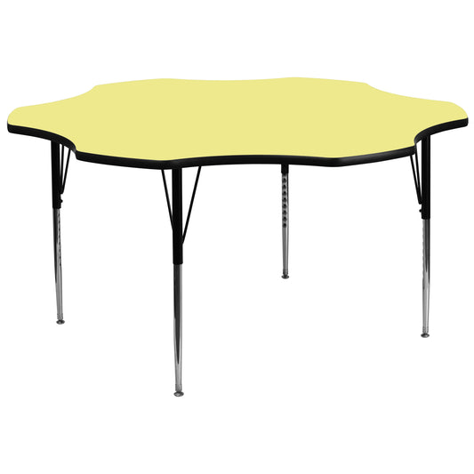 Wren 60'' Flower Yellow Thermal Laminate Activity Table - Standard Height Adjustable Legs Yellow XU-A60-FLR-YEL-T-A-GG