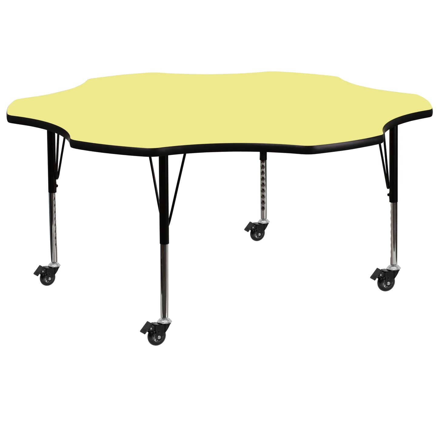 Wren Mobile 60'' Flower Yellow Thermal Laminate Activity Table - Height Adjustable Short Legs Yellow