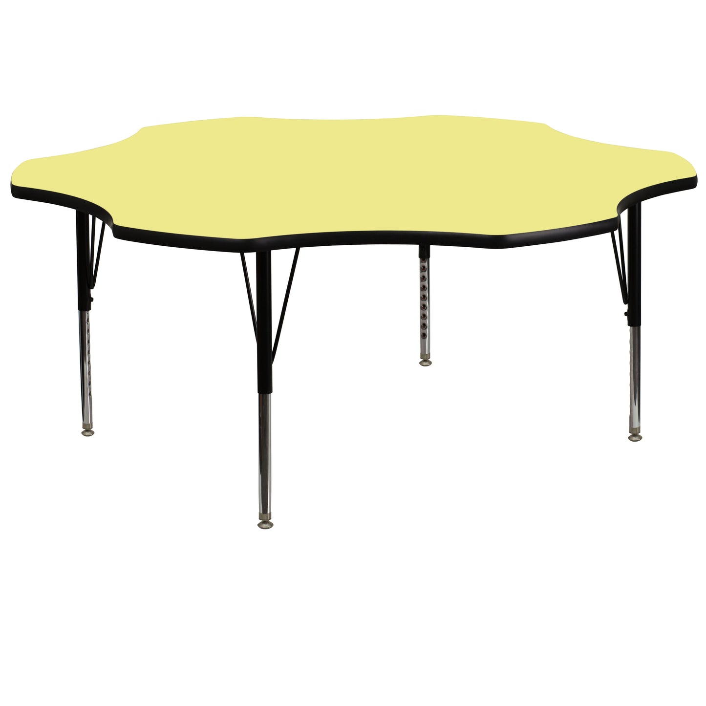 Wren 60'' Flower Yellow Thermal Laminate Activity Table - Height Adjustable Short Legs Yellow