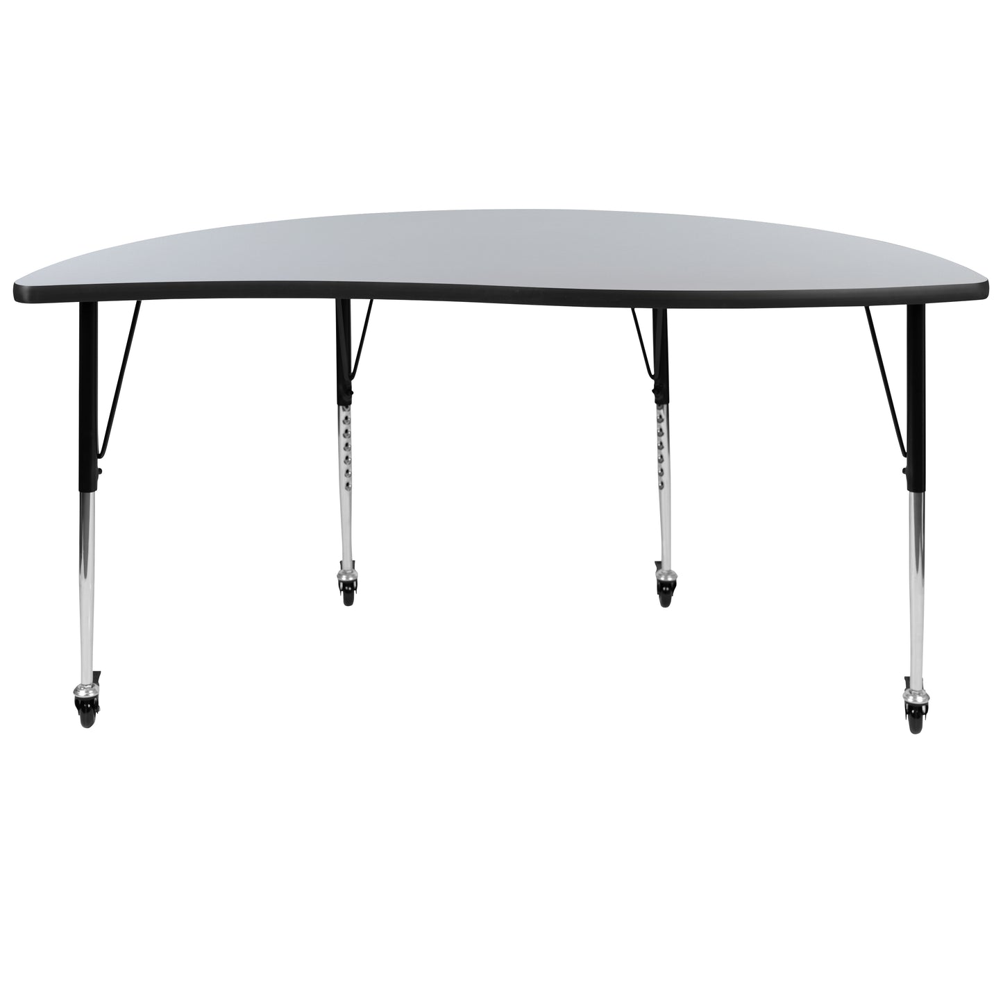 Wren Mobile 60" Half Circle Wave Flexible Collaborative Grey Thermal Laminate Activity Table-Standard Height Adjust Legs Grey