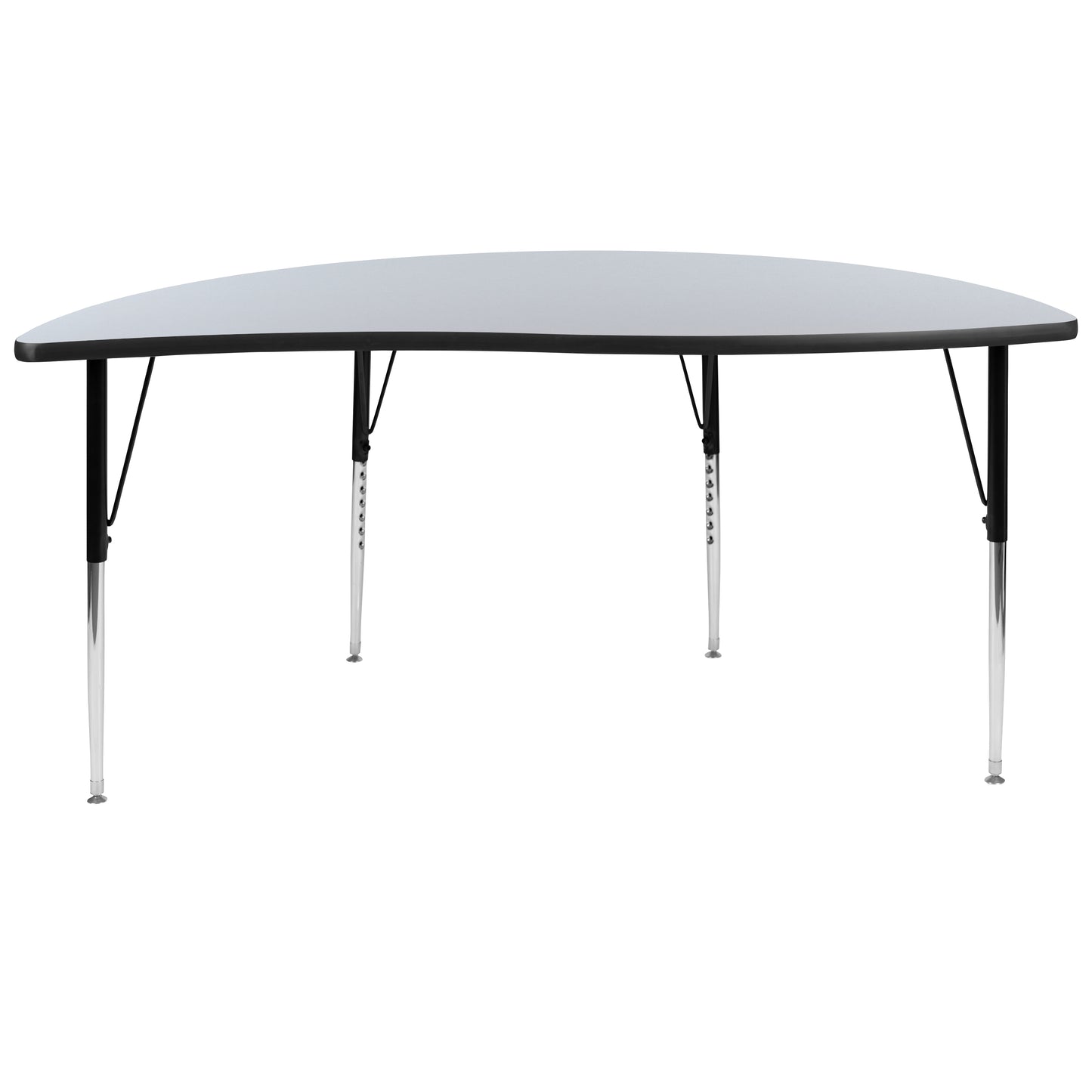 Wren 60" Half Circle Wave Flexible Collaborative Grey Thermal Laminate Activity Table - Standard Height Adjustable Legs Grey