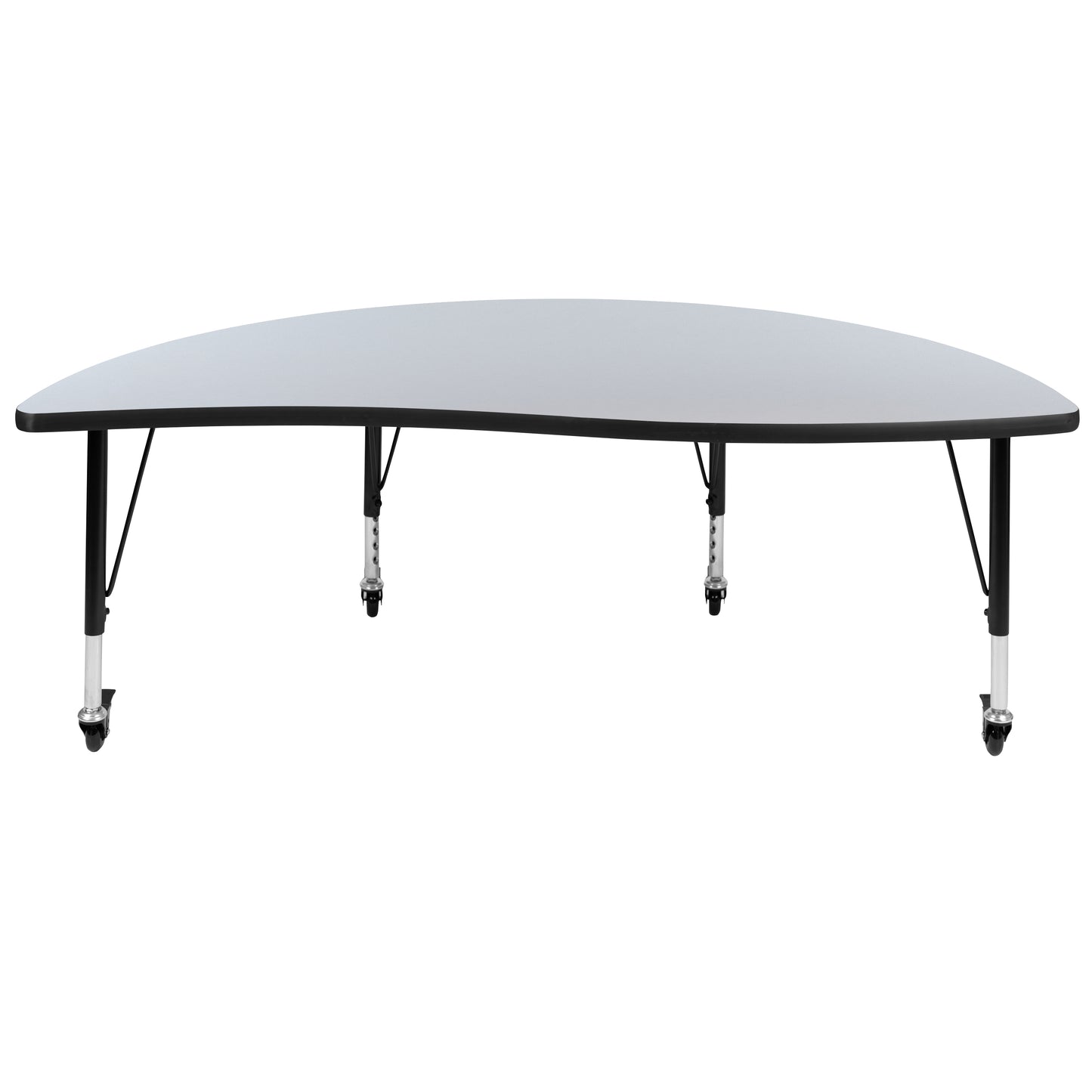 Wren Mobile 60" Half Circle Wave Flexible Collaborative Grey Thermal Laminate Activity Table-Height Adjust Short Legs Grey