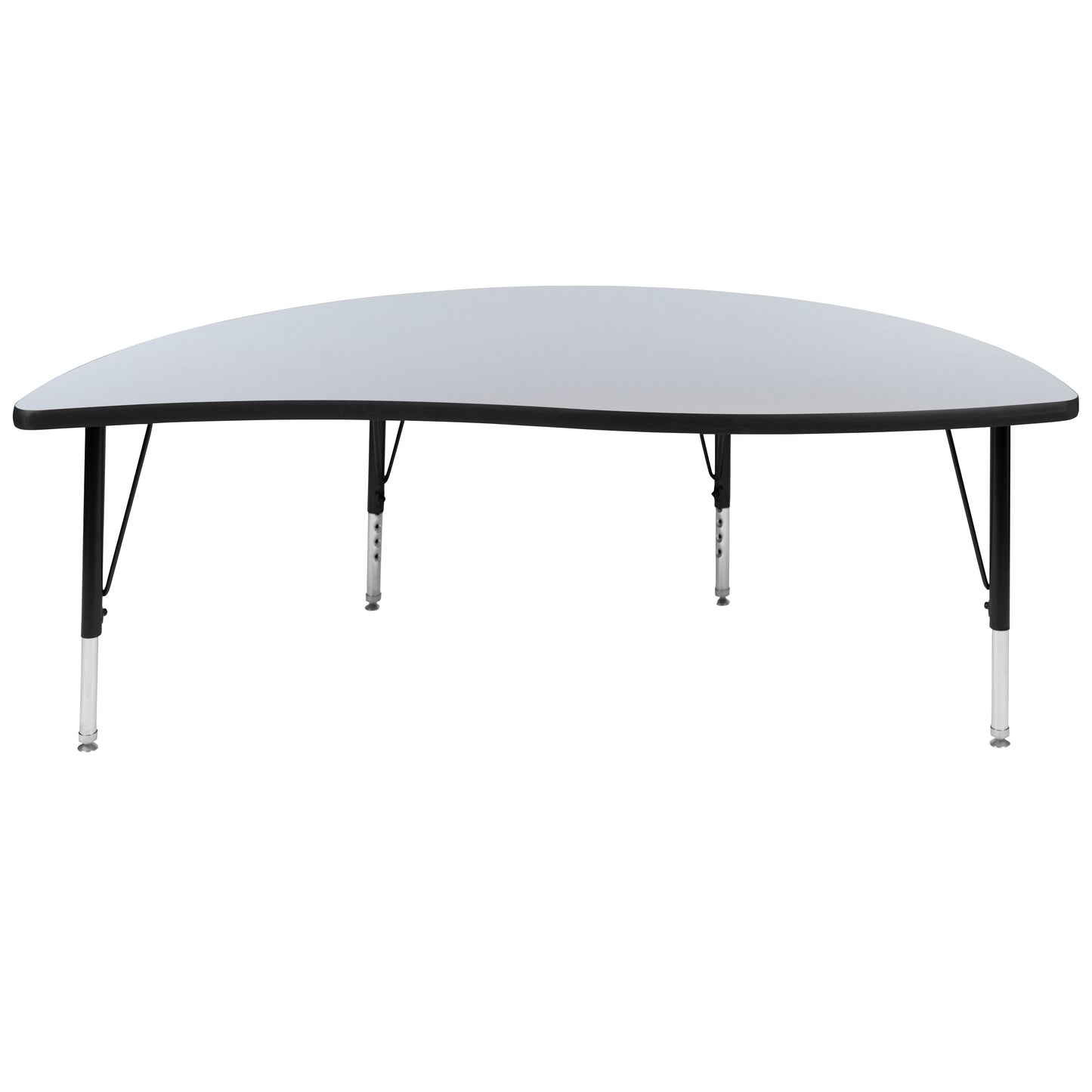 Wren 60" Half Circle Wave Flexible Collaborative Grey Thermal Laminate Activity Table - Height Adjustable Short Legs Grey