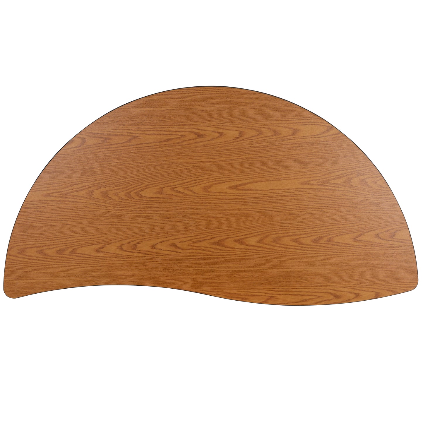 Wren Mobile 60" Half Circle Wave Flexible Collaborative Oak Thermal Laminate Activity Table-Standard Height Adjust Legs Oak