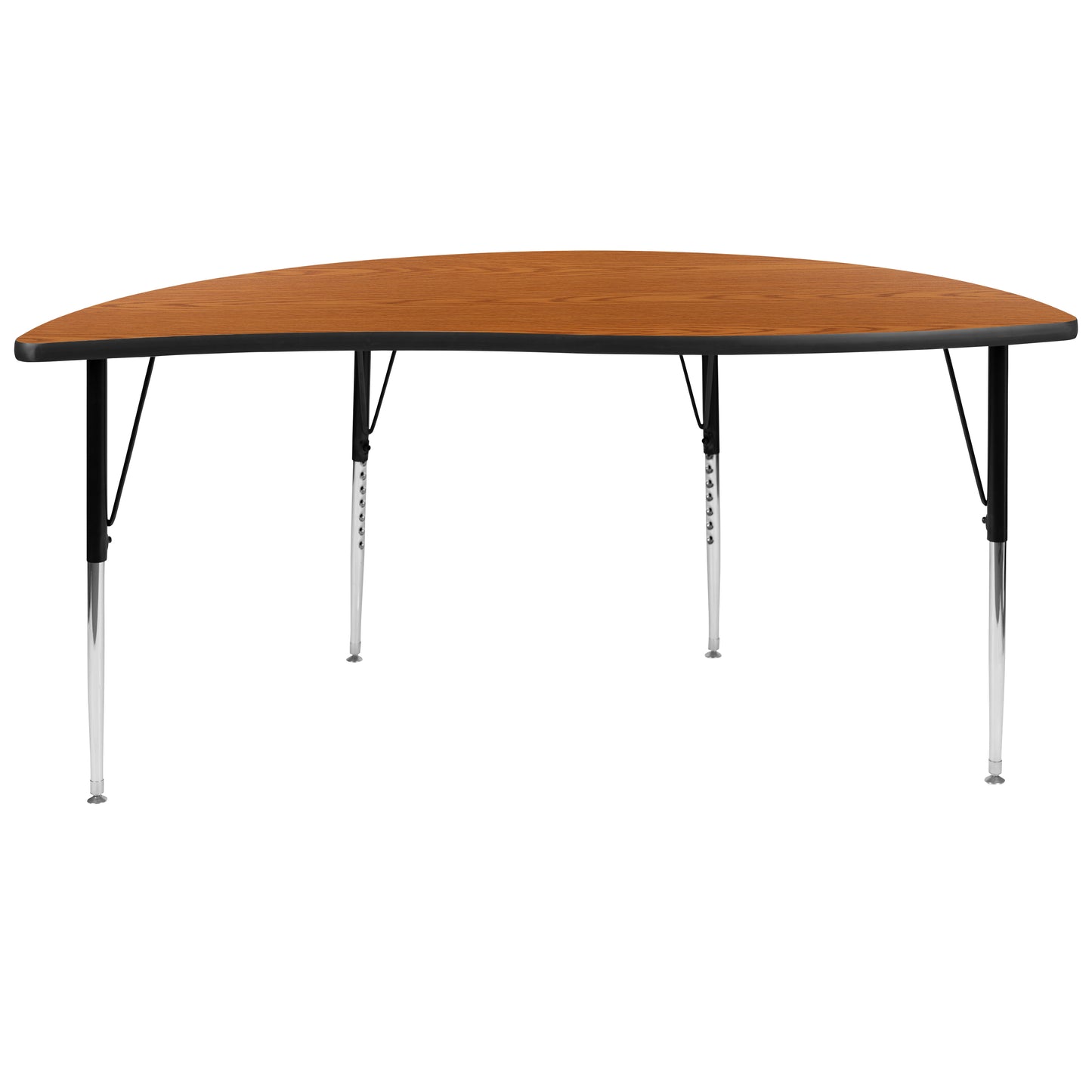 Wren 60" Half Circle Wave Flexible Collaborative Oak Thermal Laminate Activity Table - Standard Height Adjustable Legs Oak