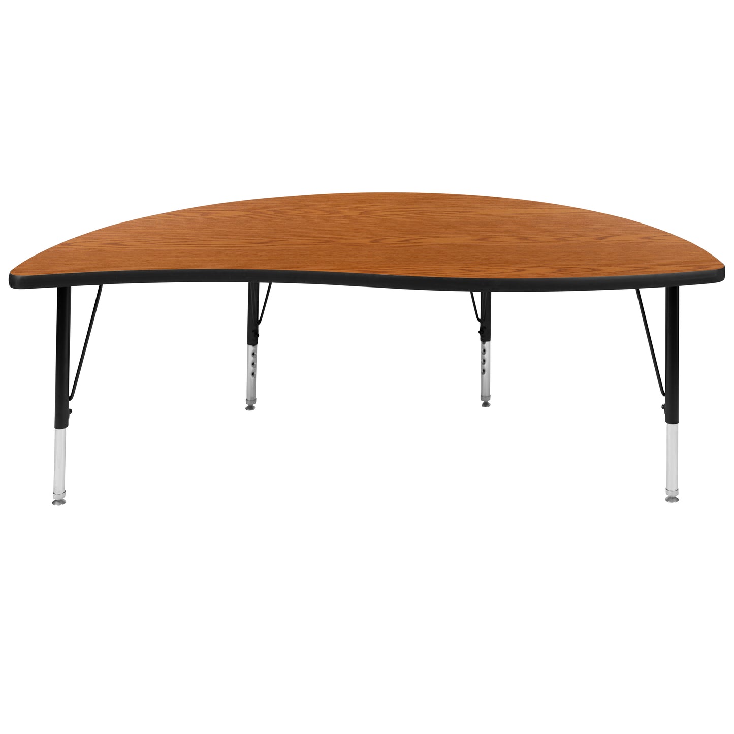 Wren 60" Half Circle Wave Flexible Collaborative Oak Thermal Laminate Activity Table - Height Adjustable Short Legs Oak