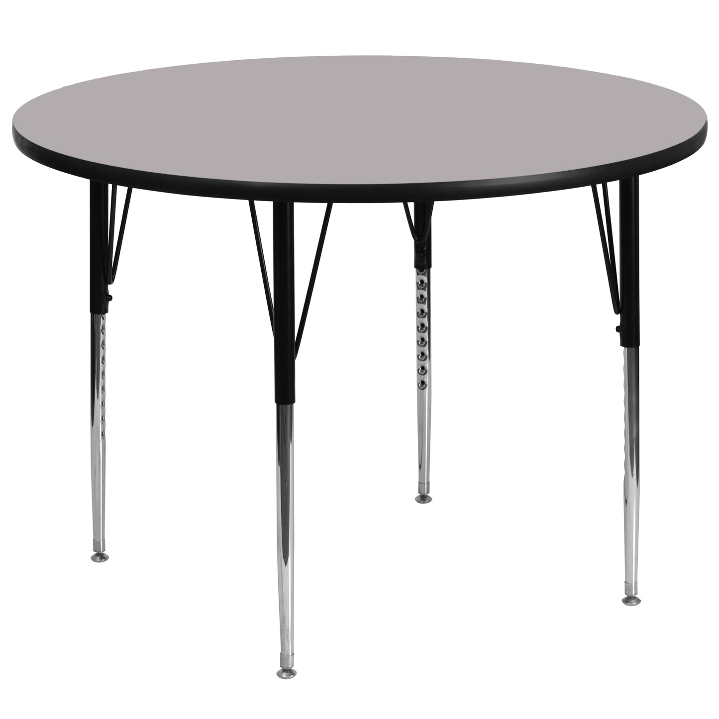 Wren 60'' Round Grey Thermal Laminate Activity Table - Standard Height Adjustable Legs Gray XU-A60-RND-GY-T-A-GG