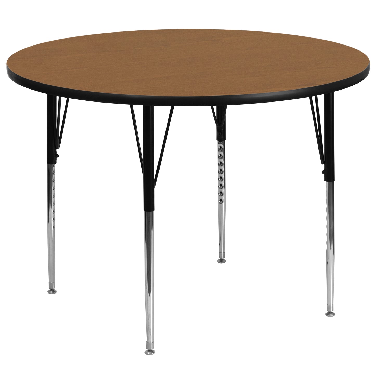 Wren 60'' Round Oak Thermal Laminate Activity Table - Standard Height Adjustable Legs Oak XU-A60-RND-OAK-T-A-GG