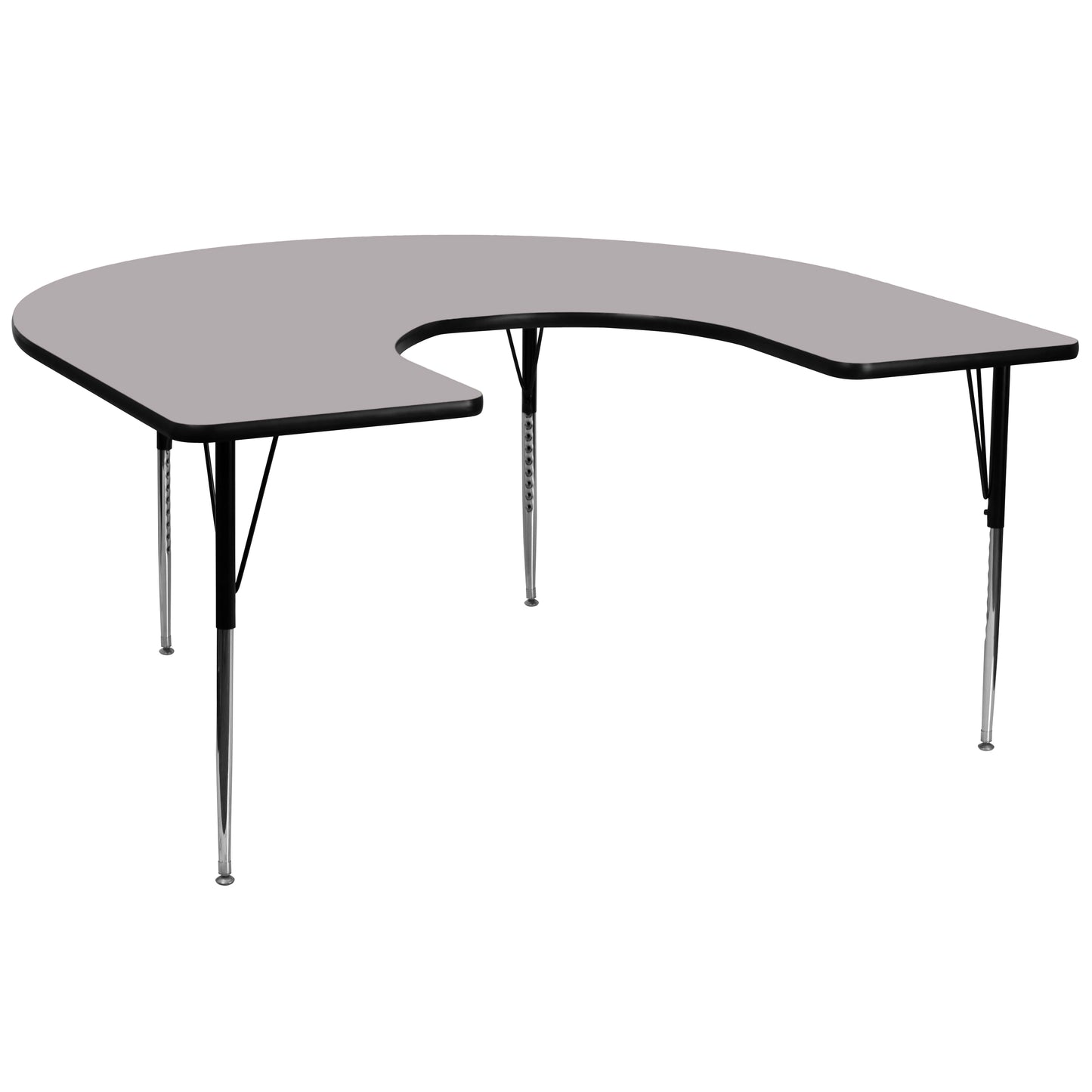 Wren 60''W x 66''L Horseshoe Grey Thermal Laminate Activity Table - Standard Height Adjustable Legs Gray