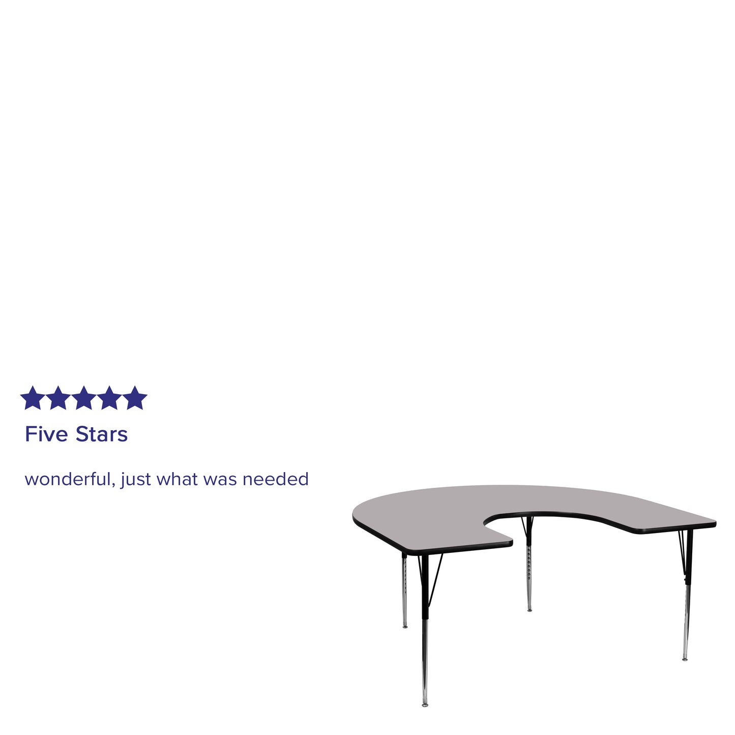 Wren 60''W x 66''L Horseshoe Grey Thermal Laminate Activity Table - Standard Height Adjustable Legs Gray