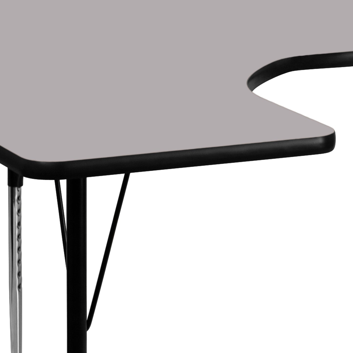 Wren 60''W x 66''L Horseshoe Grey Thermal Laminate Activity Table - Standard Height Adjustable Legs Gray