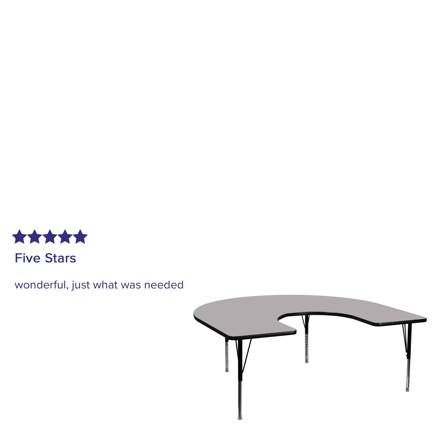 Wren 60''W x 66''L Horseshoe Grey Thermal Laminate Activity Table - Height Adjustable Short Legs Gray