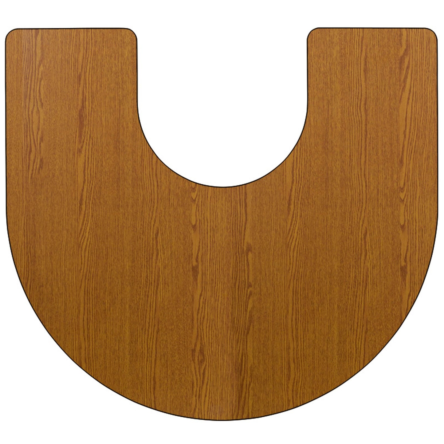 Wren Mobile 60''W x 66''L Horseshoe Oak Thermal Laminate Activity Table - Standard Height Adjustable Legs Oak