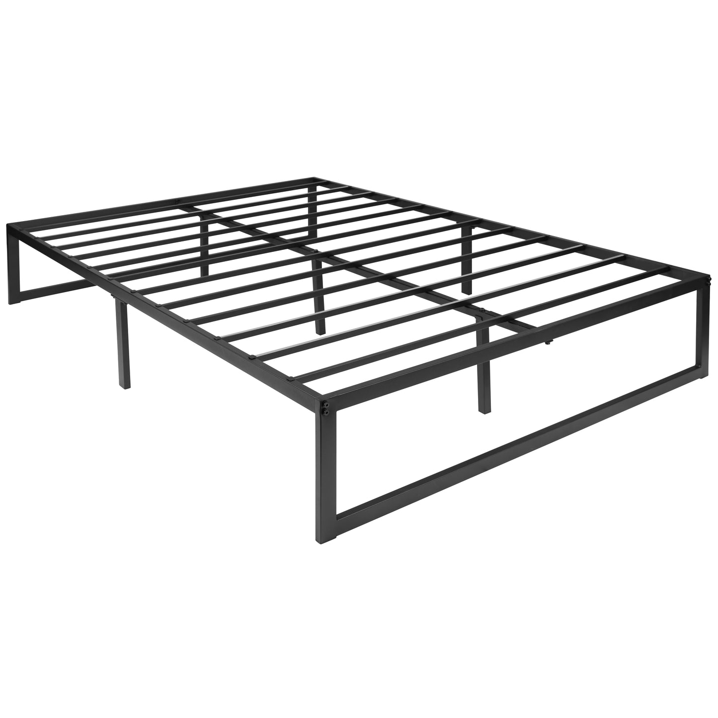 Louis 14 Inch Metal Platform Bed Frame with 12 Inch Memory Foam Pocket Spring Mattress in a Box (No Box Spring Required) - Full Black
