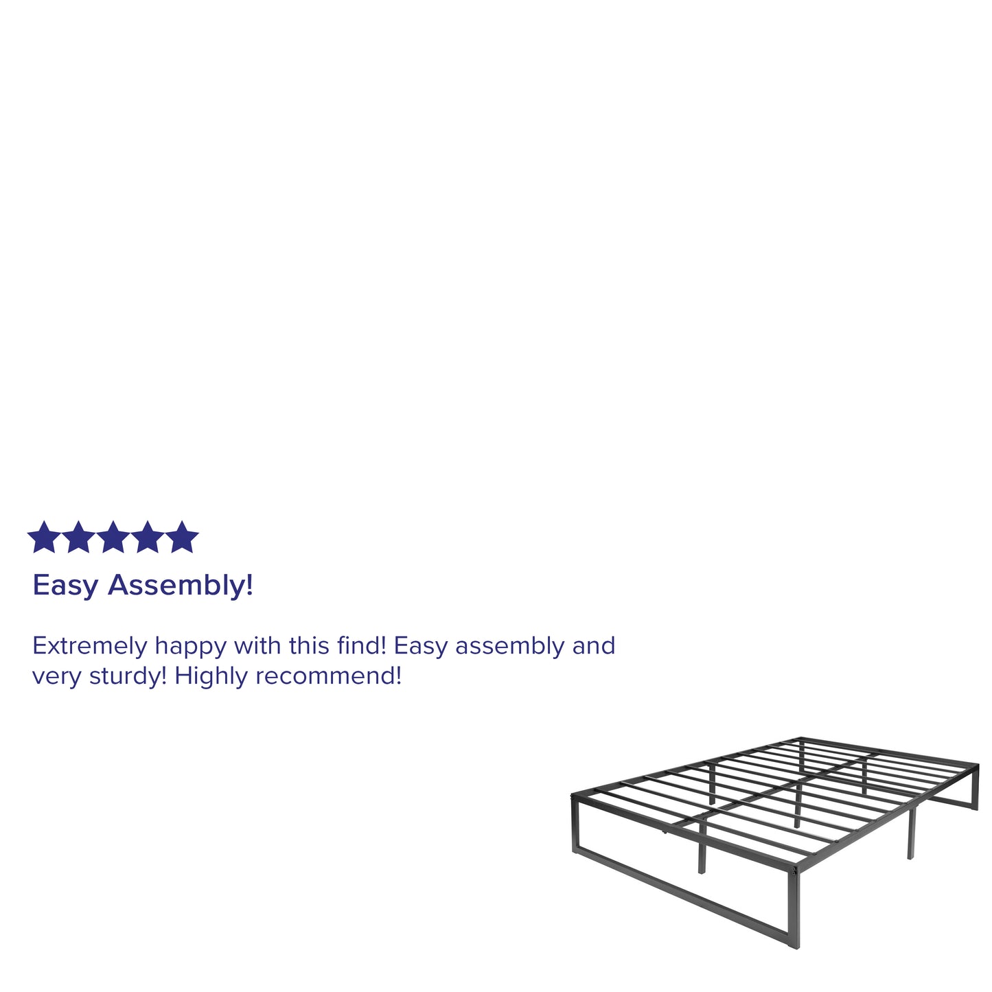 Lana 14 Inch Metal Platform Bed Frame - No Box Spring Needed with Steel Slat Support and Quick Lock Functionality (Full) Black