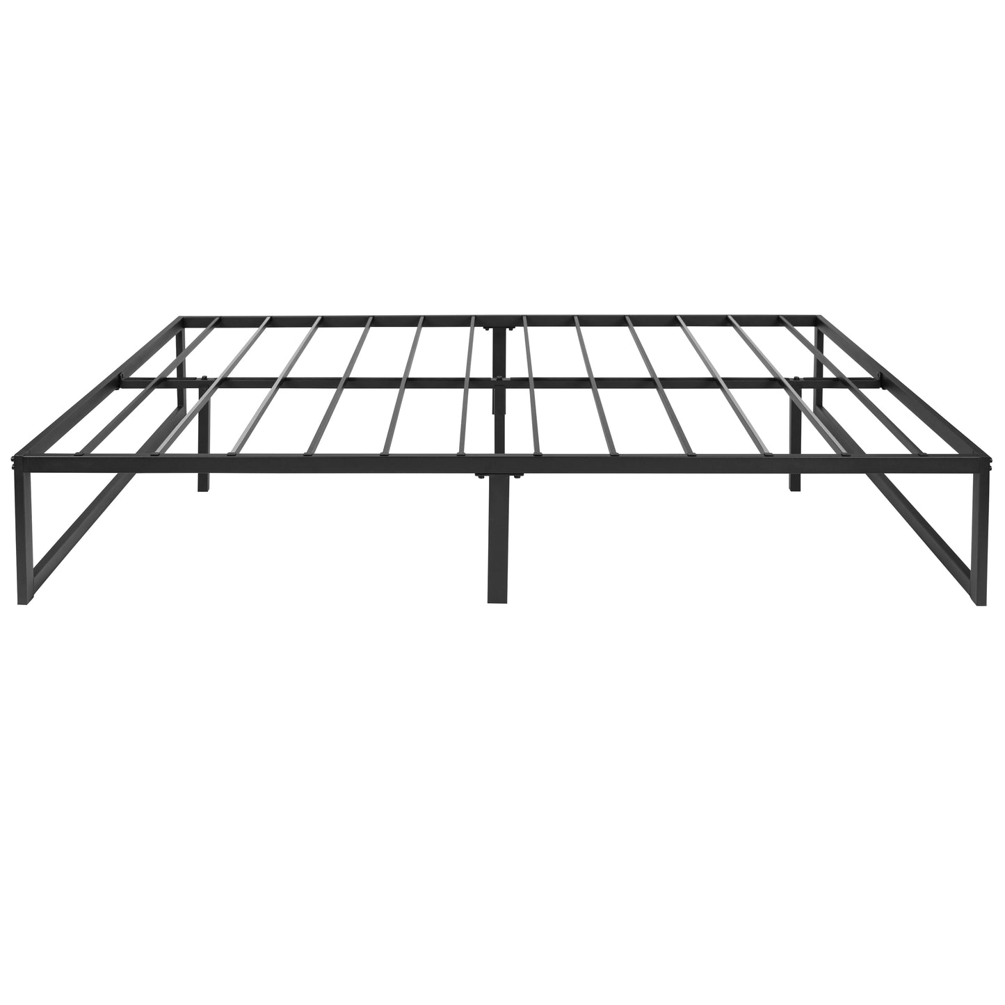 Lana 14 Inch Metal Platform Bed Frame - No Box Spring Needed with Steel Slat Support and Quick Lock Functionality (Full) Black