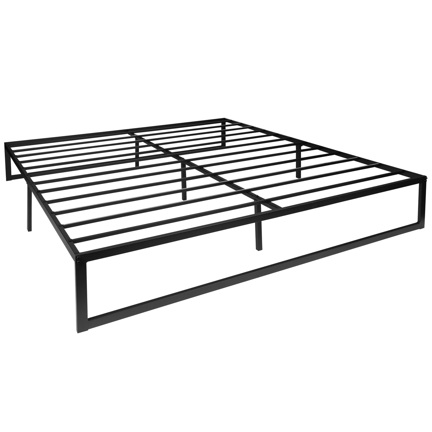 Lana 14 Inch Metal Platform Bed Frame - No Box Spring Needed with Steel Slat Support and Quick Lock Functionality (King) Black XU-BD10001-K-GG