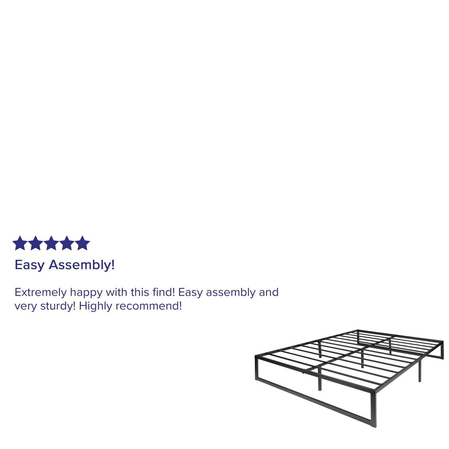 Lana 14 Inch Metal Platform Bed Frame - No Box Spring Needed with Steel Slat Support and Quick Lock Functionality (Queen) Black