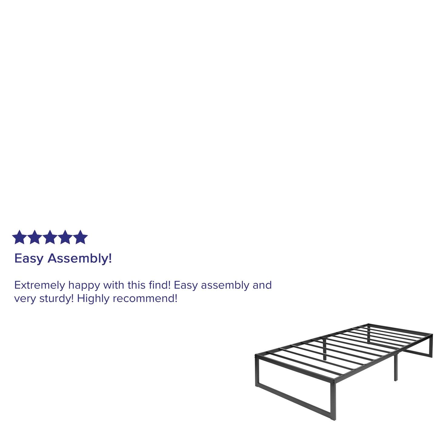 Lana 14 Inch Metal Platform Bed Frame - No Box Spring Needed with Steel Slat Support and Quick Lock Functionality (Twin) Black