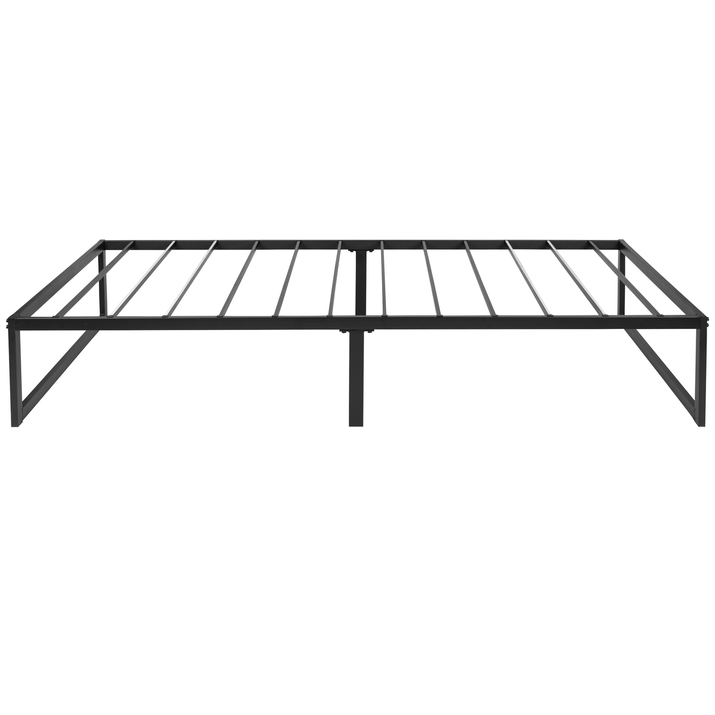 Lana 14 Inch Metal Platform Bed Frame - No Box Spring Needed with Steel Slat Support and Quick Lock Functionality (Twin) Black