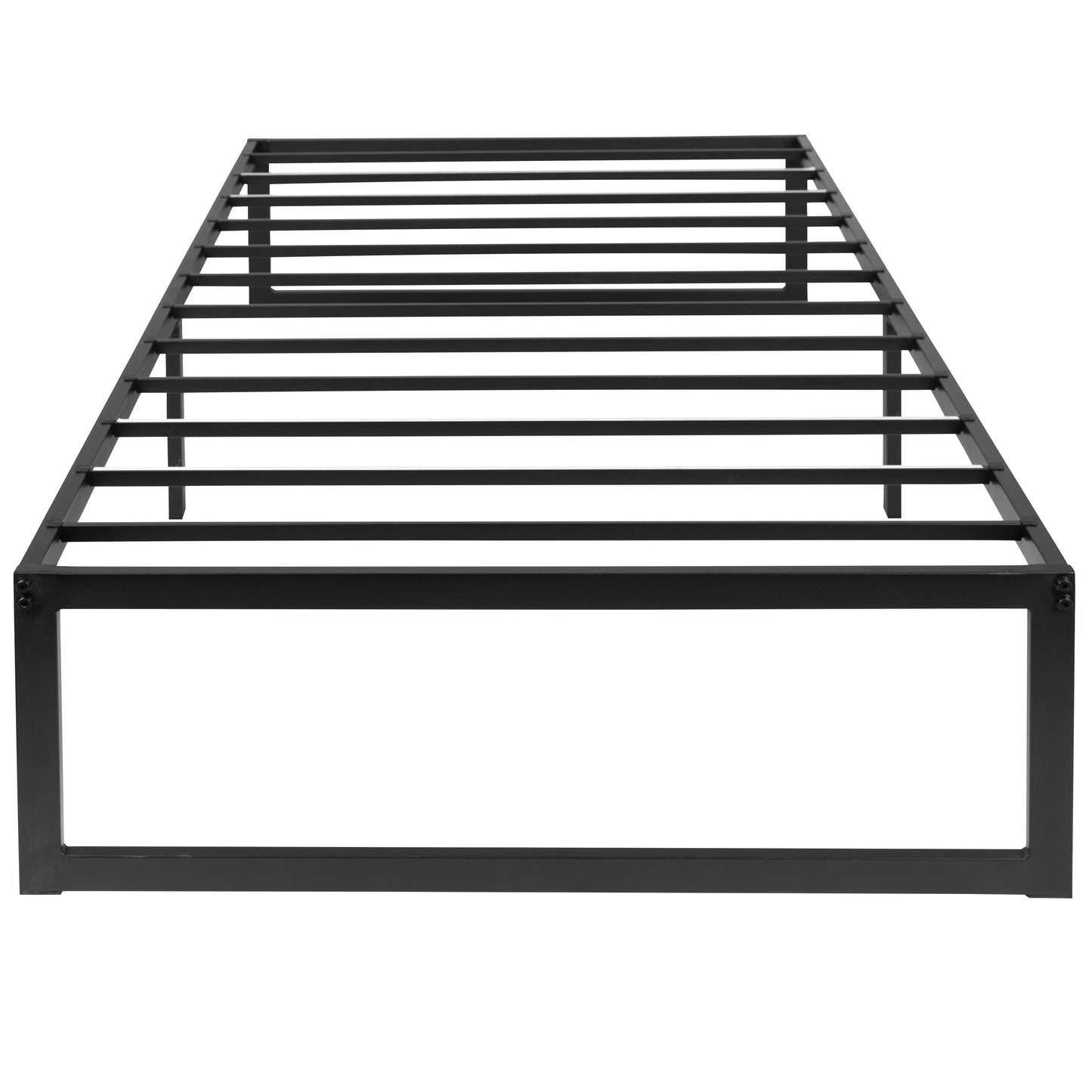 Lana 14 Inch Metal Platform Bed Frame - No Box Spring Needed with Steel Slat Support and Quick Lock Functionality (Twin) Black