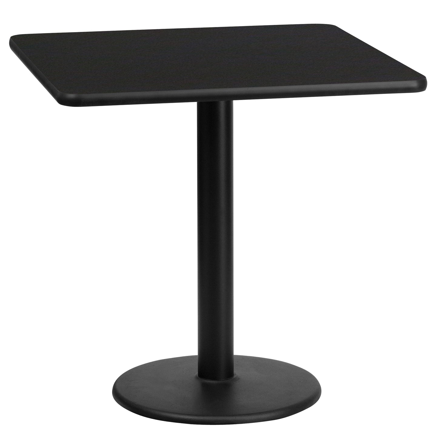 Stiles 24'' Square Black Laminate Table Top with 18'' Round Table Height Base Black