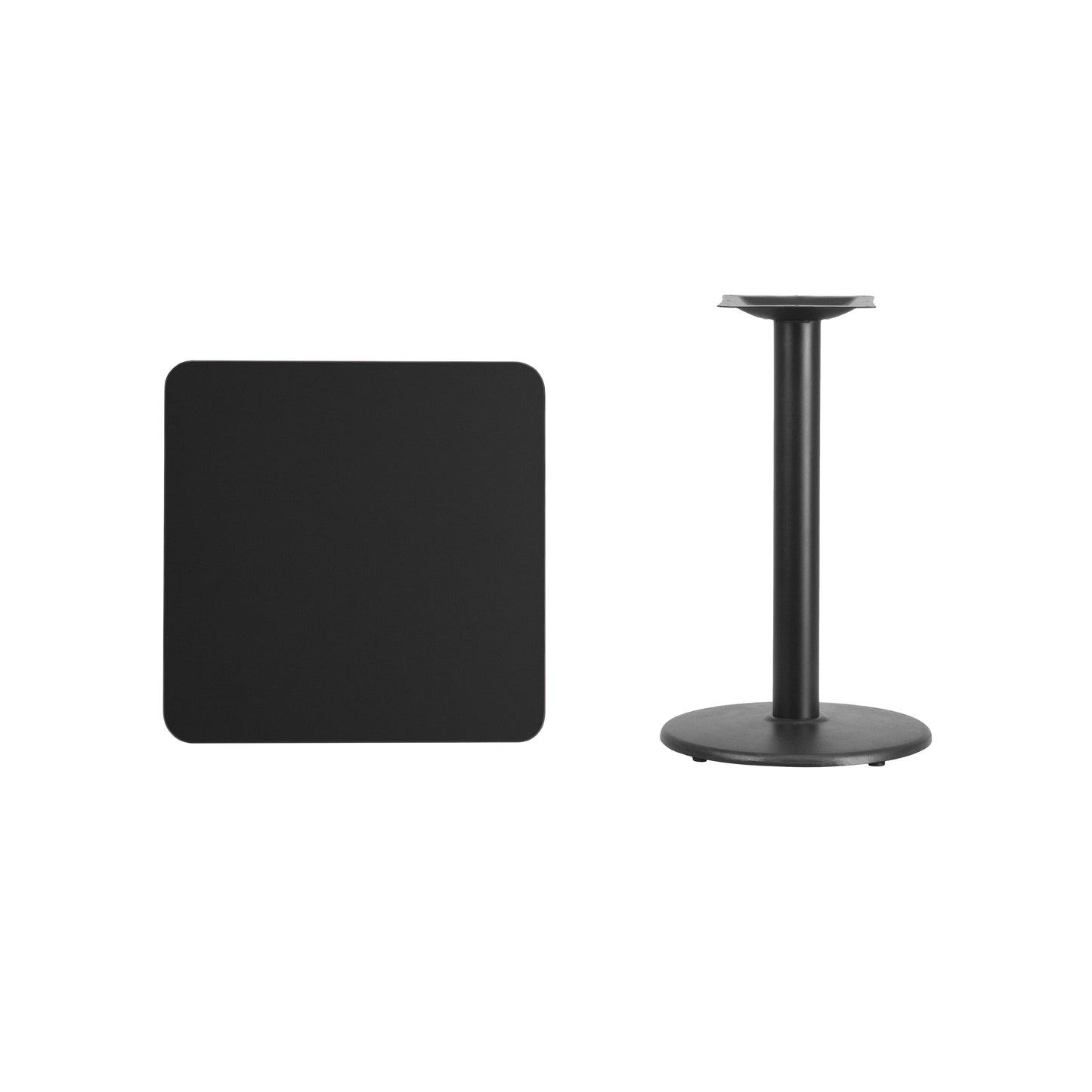 Stiles 24'' Square Black Laminate Table Top with 18'' Round Table Height Base Black