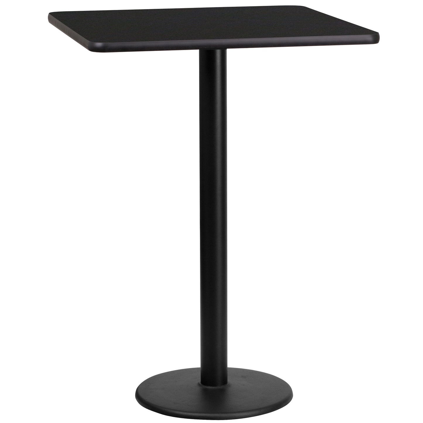 Stiles 24'' Square Black Laminate Table Top with 18'' Round Bar Height Table Base Black