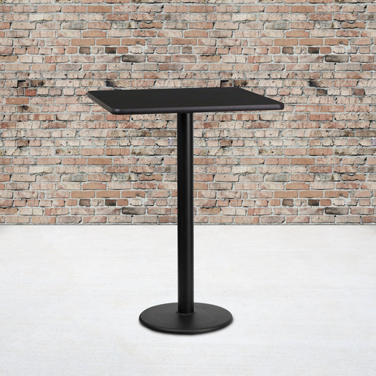 Stiles 24'' Square Black Laminate Table Top with 18'' Round Bar Height Table Base Black