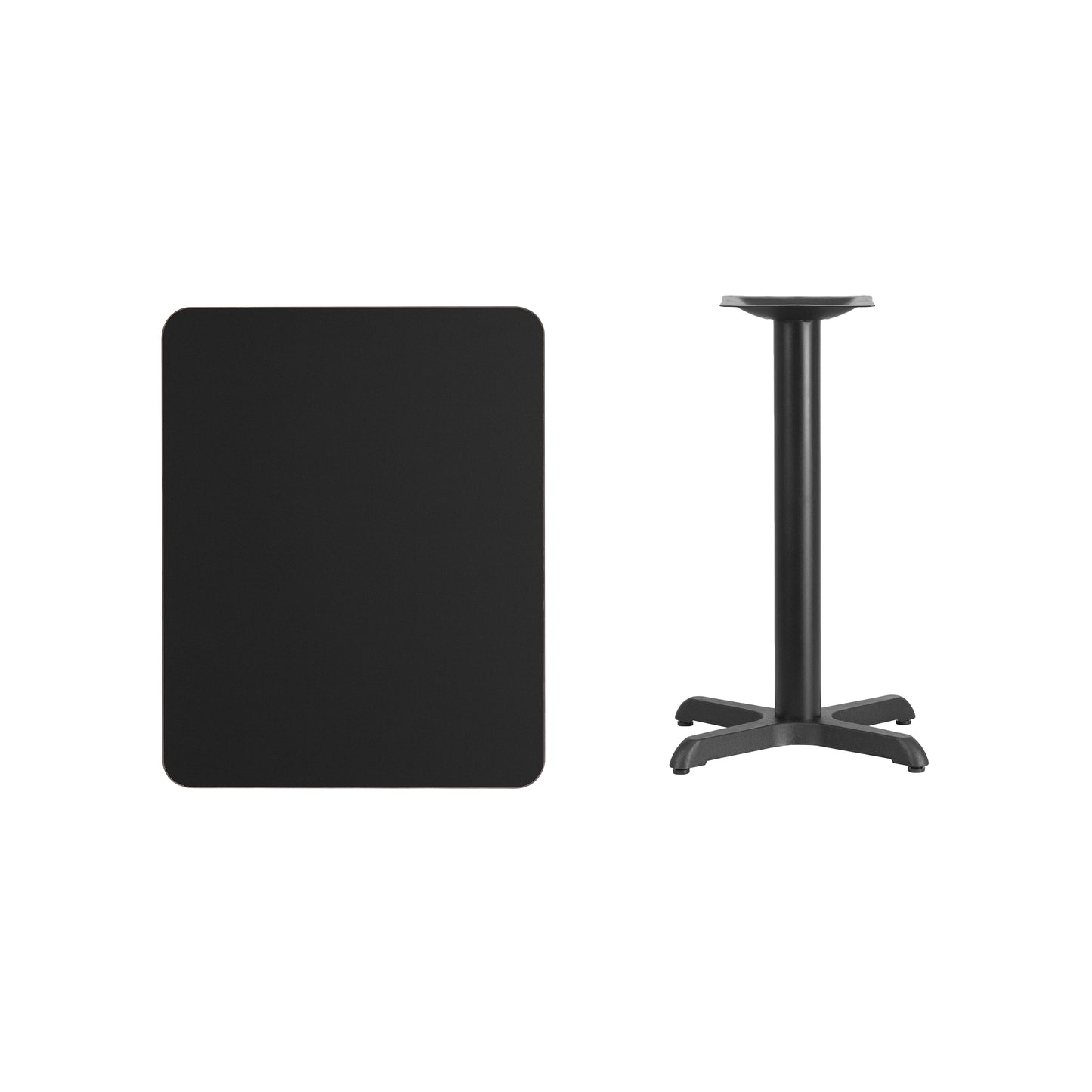 Stiles 24'' x 30'' Rectangular Black Laminate Table Top with 22'' x 22'' Table Height Base Black