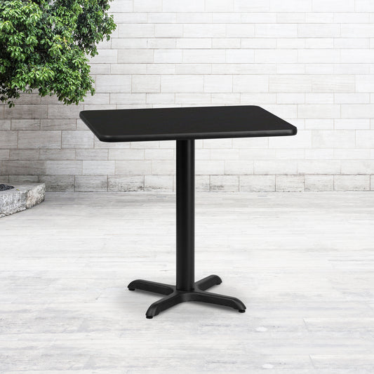 Stiles 24'' x 30'' Rectangular Black Laminate Table Top with 22'' x 22'' Table Height Base Black