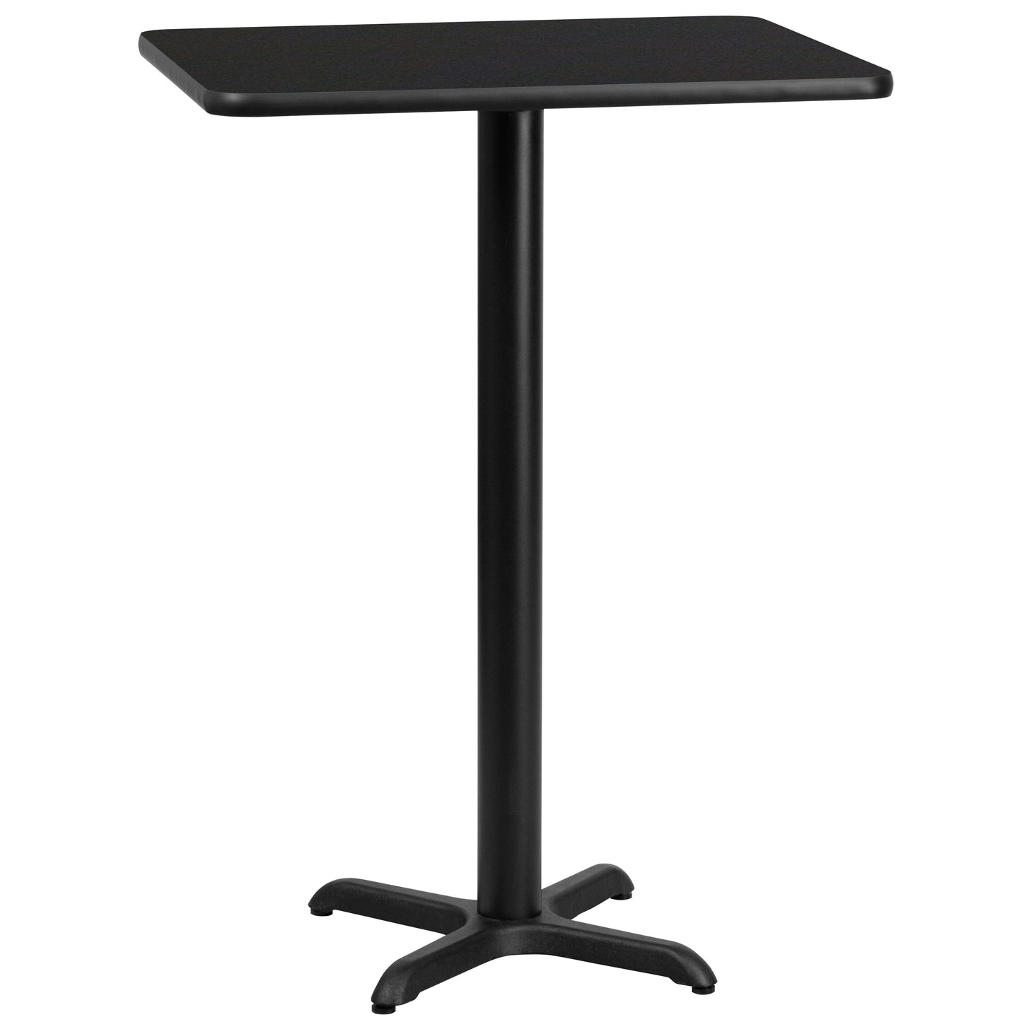 Stiles 24'' x 30'' Rectangular Black Laminate Table Top with 22'' x 22'' Bar Height Table Base Black