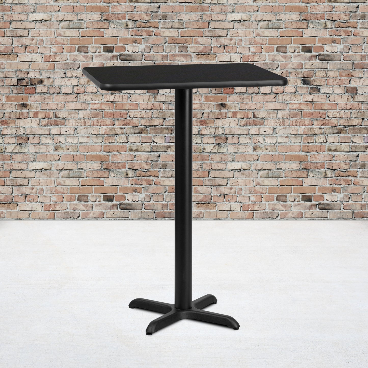 Stiles 24'' x 30'' Rectangular Black Laminate Table Top with 22'' x 22'' Bar Height Table Base Black