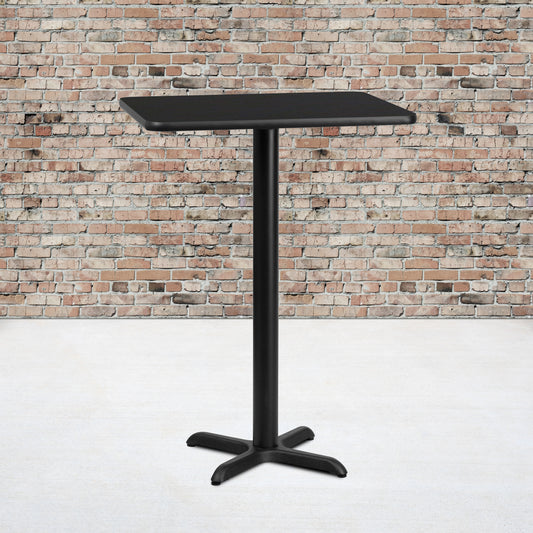 Stiles 24'' x 30'' Rectangular Black Laminate Table Top with 22'' x 22'' Bar Height Table Base Black