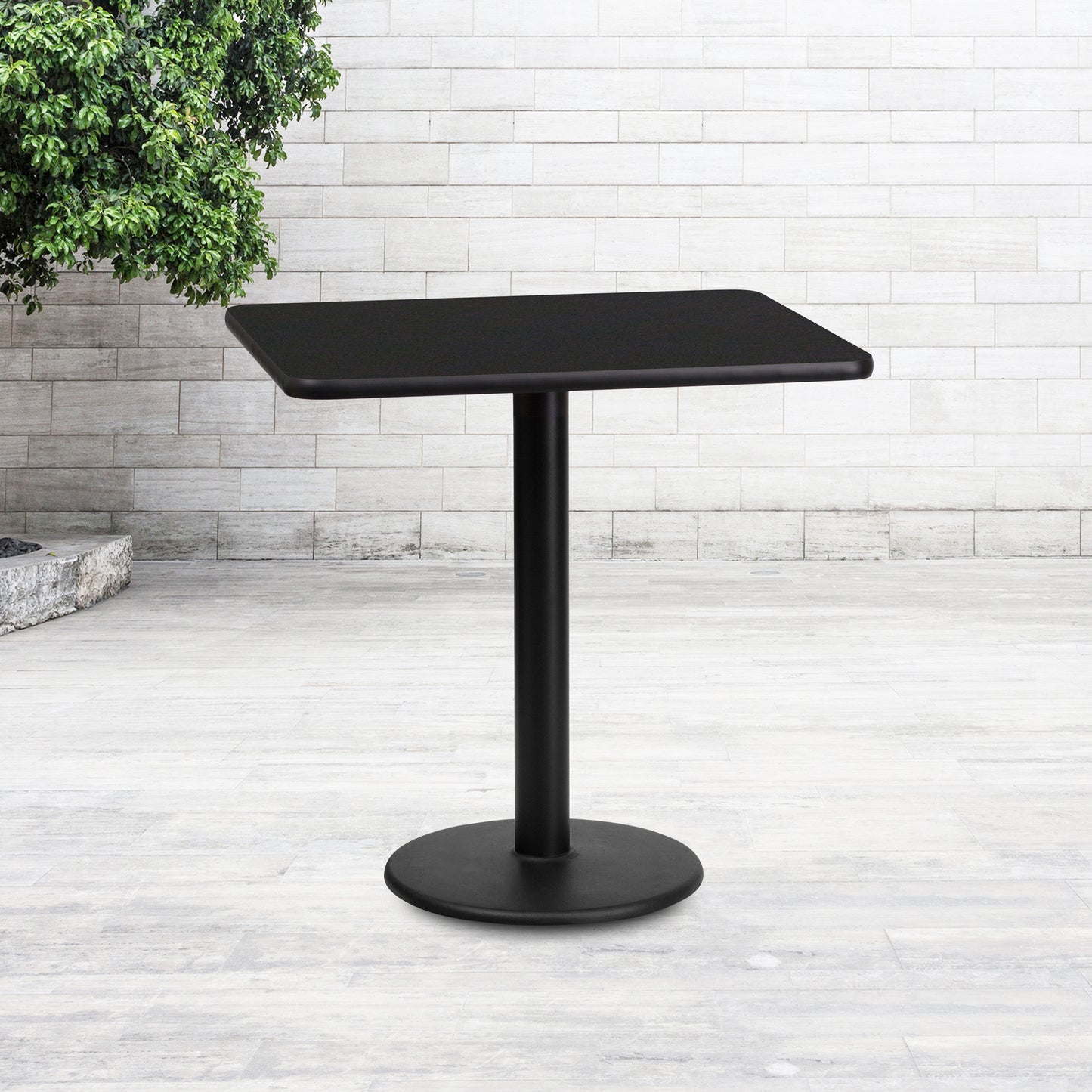 Stiles 24'' x 30'' Rectangular Black Laminate Table Top with 18'' Round Table Height Base Black
