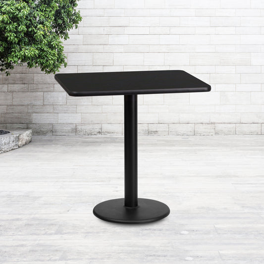 Stiles 24'' x 30'' Rectangular Black Laminate Table Top with 18'' Round Table Height Base Black