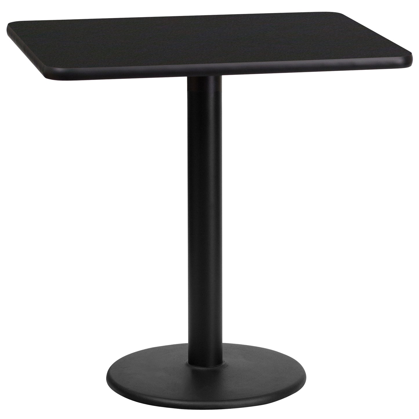 Stiles 24'' x 30'' Rectangular Black Laminate Table Top with 18'' Round Table Height Base Black