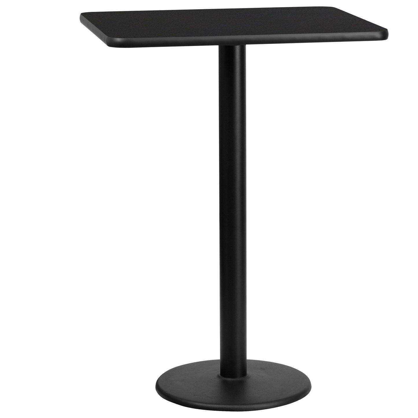 Stiles 24'' x 30'' Rectangular Black Laminate Table Top with 18'' Round Bar Height Table Base Black