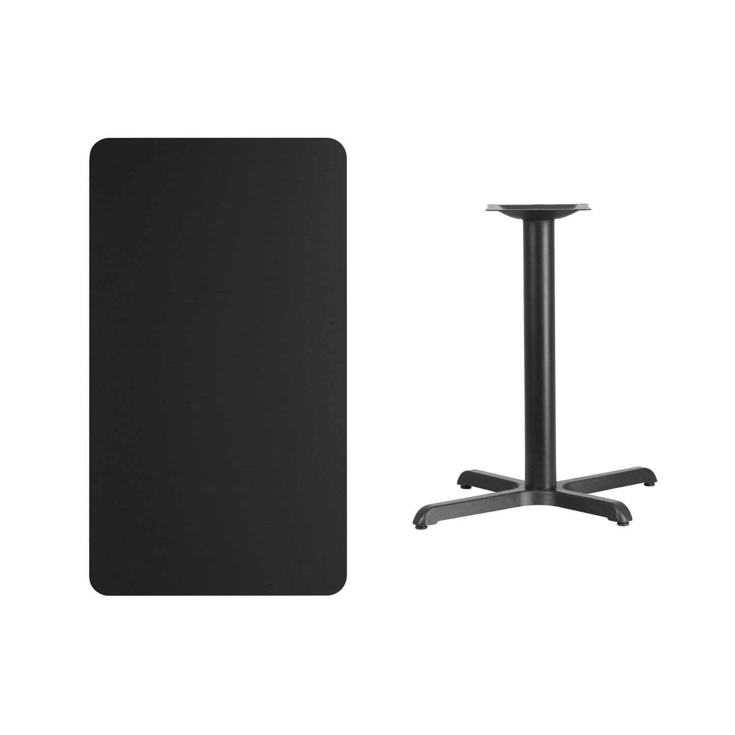 Stiles 24'' x 42'' Rectangular Black Laminate Table Top with 23.5'' x 29.5'' Table Height Base Black
