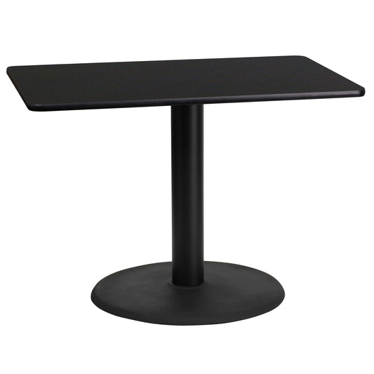 Stiles 24'' x 42'' Rectangular Black Laminate Table Top with 24'' Round Table Height Base Black