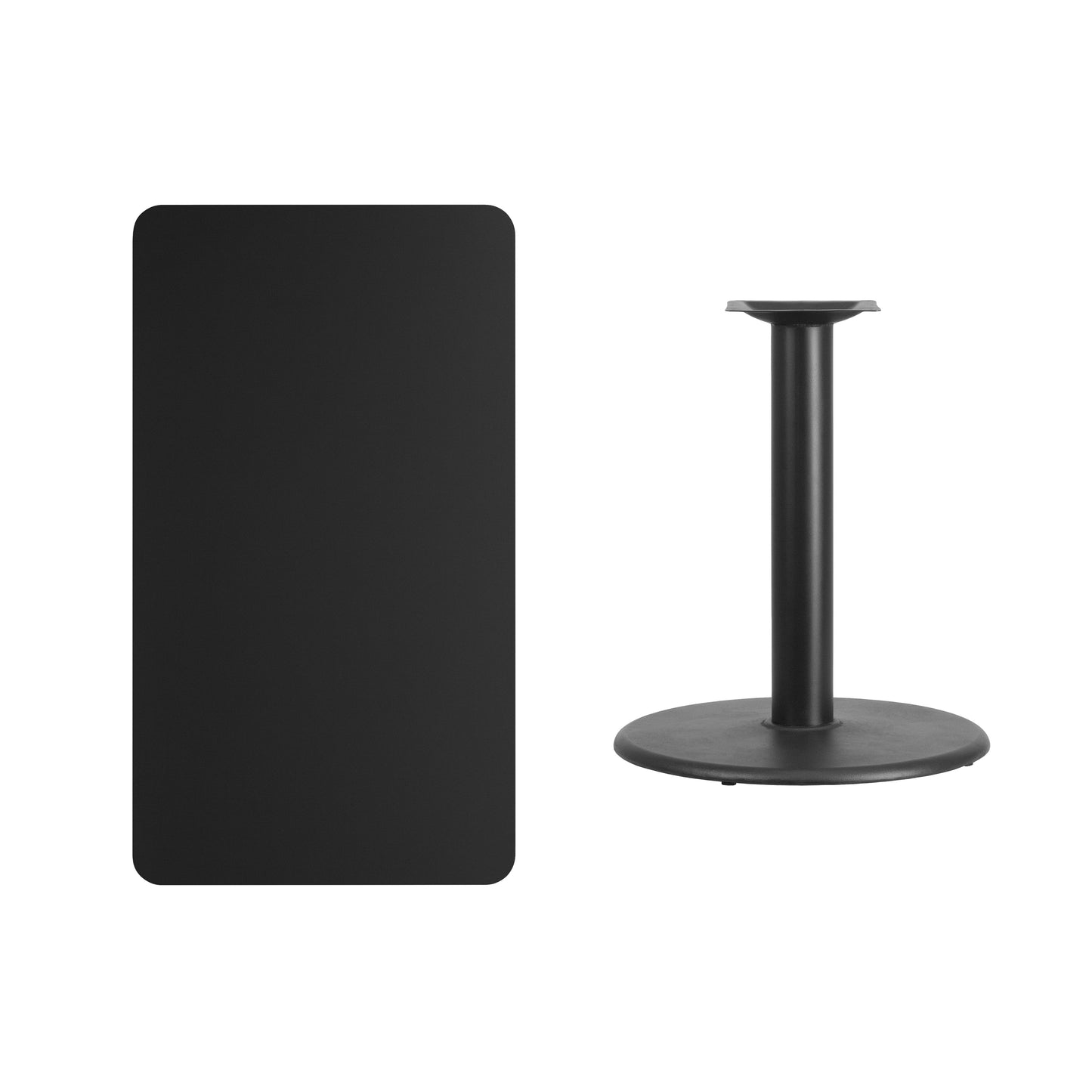 Stiles 24'' x 42'' Rectangular Black Laminate Table Top with 24'' Round Table Height Base Black